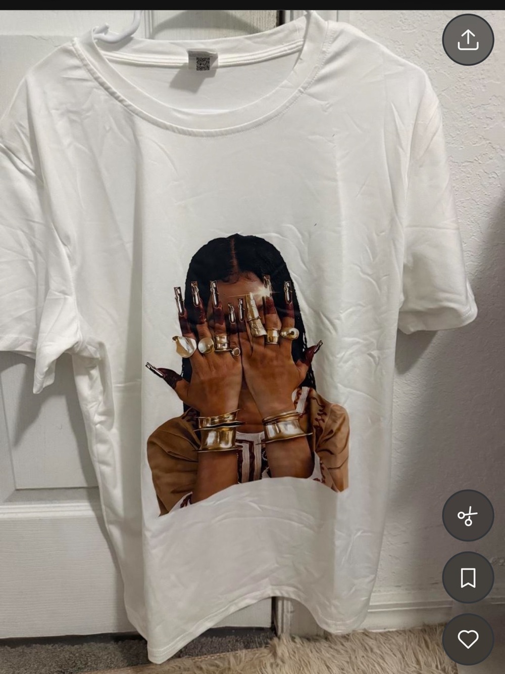White Graphic Kids T‑Shirt with Gold Accent Print